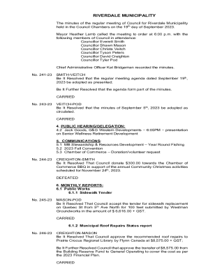 Riverdale Municipality Council Meeting Minutes