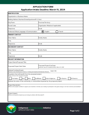 Indigenous Green Energy Participation Grant Program Application Form