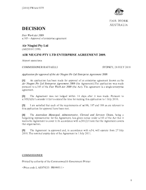 Air Niugini Pty Ltd Enterprise Agreement 2009 2010 FWAAgmt ...