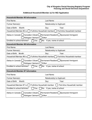 City of Kingston - Housing &amp; Social Services - Additional Household Members for RGI Application