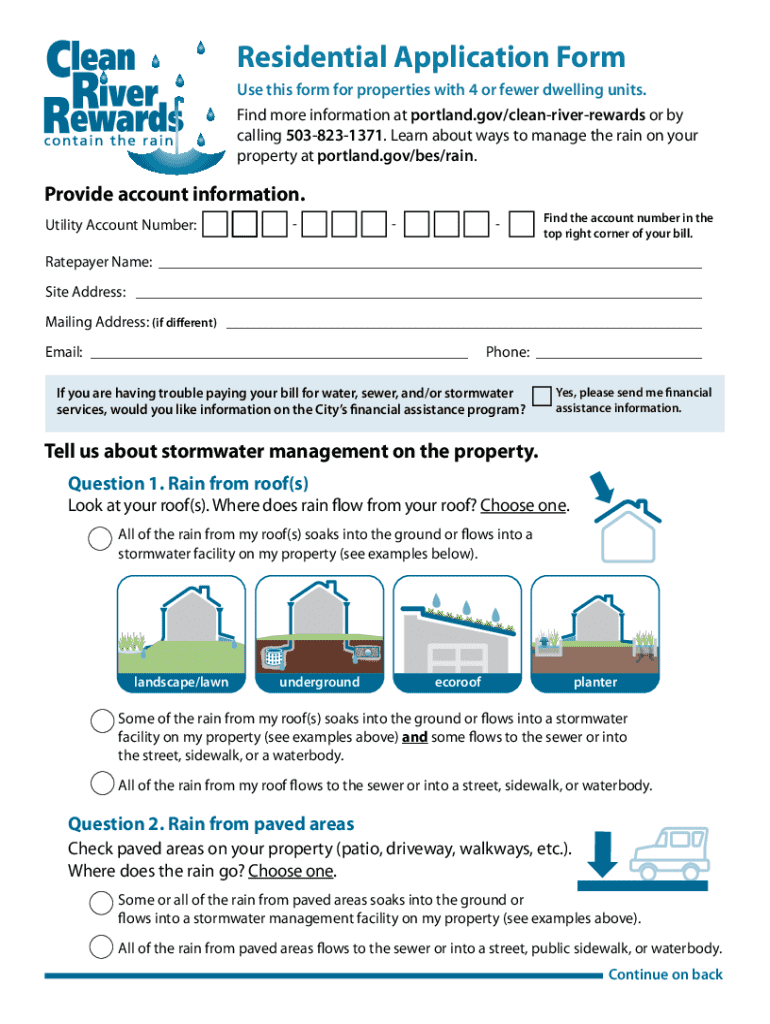 Fillable Online Residential Application Form Portland.gov Fax Email ...