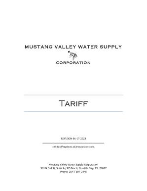 Mustang Valley Water Supply Tariff