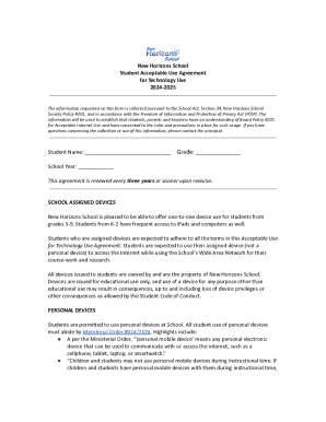 Student Acceptable Use Agreement for Technology Use