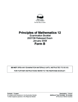Principles of Mathematics 12 Examination Booklet