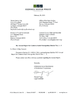 Annual Report - Centerra South Metropolitan District Nos. 1-3