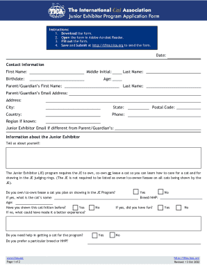 Calgary Cat Show - Online Summary Sheet