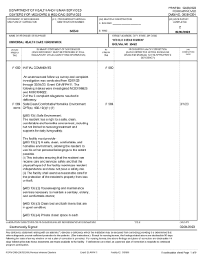 Statement of Deficiencies and Plan of Correction