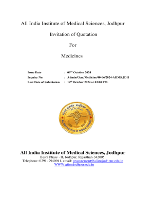 Quotation Invitation for Medicines