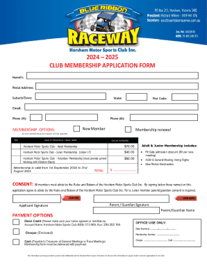 2024 2025 CLUB MEMBERSHIP APPLICATION FORM