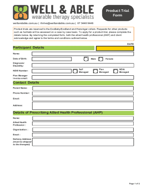 Product Trial Form