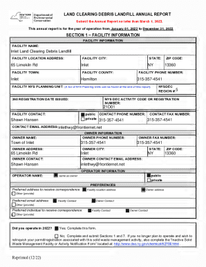Land Clearing Debris Landfill Annual Report