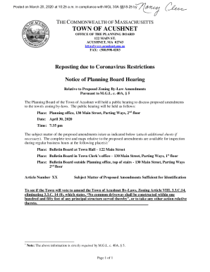Notice of Planning Board Hearing