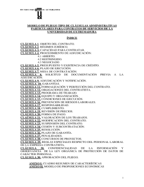 Particulares para contratos de servicios de la