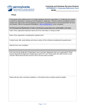 Corporate Reference Form