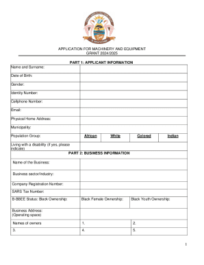 Application for Machinery and Equipment Grant