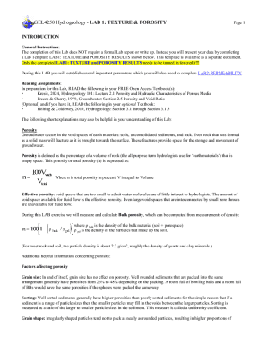 Gel4250 Hydrogeology - Lab 1: Texture & Porosity