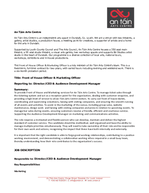 Front of House Officer & Marketing Officer Application