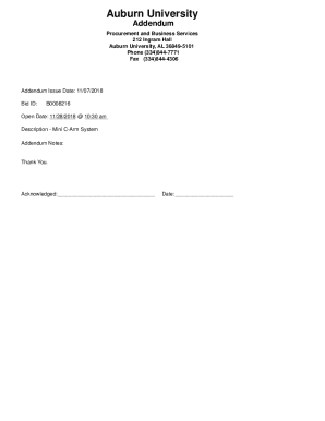 Auburn University Procurement Addendum