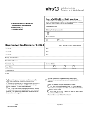 Issue a SEPA direct debit mandate for the municipality