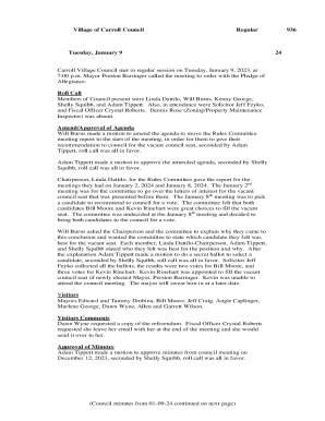 Village of Carroll Council Regular 936 Tuesday, January 9 24 ...