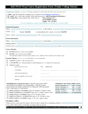 Psat Prep Course Registration Form