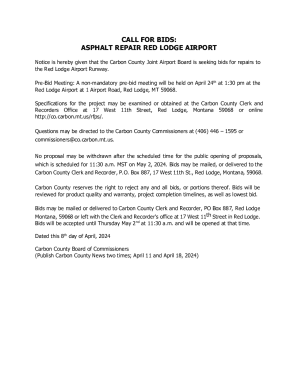 Call for Bids - Asphalt Repair Red Lodge Airport