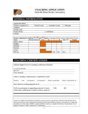 SMH Coaches Application Form