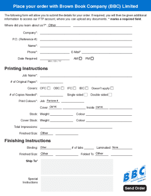 Place your order with Brown Book Company (BBC) Limited