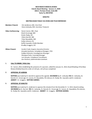 New Mexico Medical Board Interim Meeting Minutes