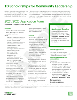 TD Scholarships for Community Leadership2024/2025 Sample Application Form
