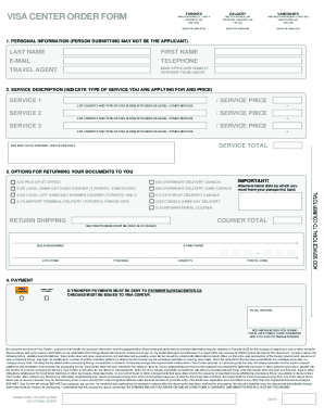 Visa Center Order Form