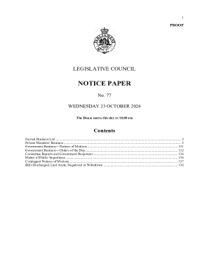 Legislative Council Notice Paper No. 77