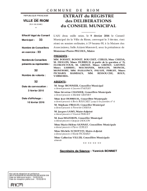 L'AN deux mille seize, le 9 fvrier 2016 le Conseil