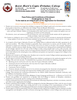 Saint Mark's Coptic Orthodox College, Wattle Grove Timetable