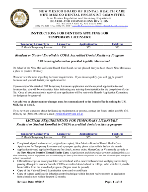 Application for Temporary Dental License