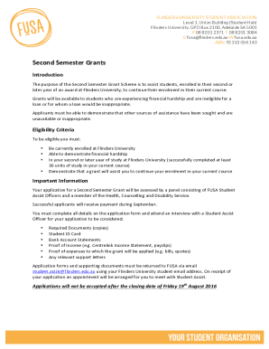 Second Semester Grant Application