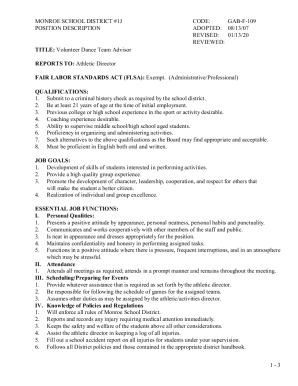 GAB-Form-109 Volunteer Dance Team Advisor