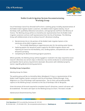 Noble Creek Irrigation System Decommissioning Working Group