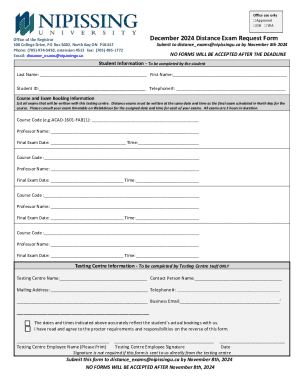 Distance Exam Request Form