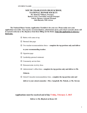 National Honor Society Application
