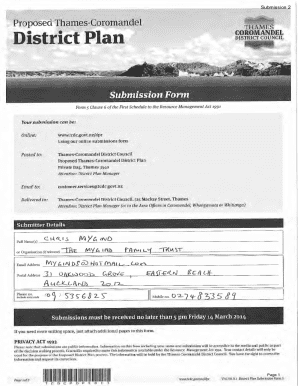 Thames-coromandel Proposed District Plan Submission