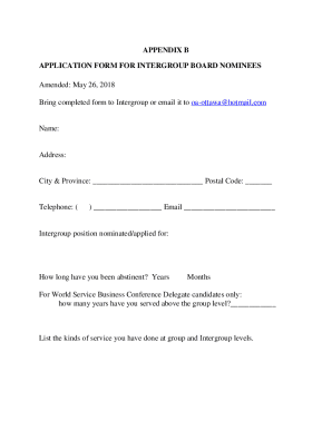 Intergroup Board Nominees Application Form