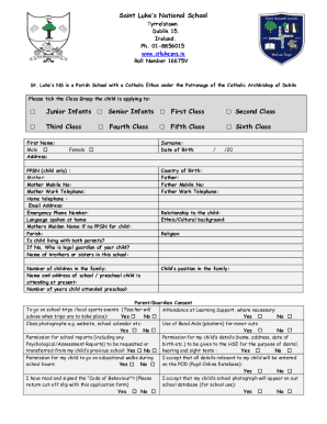 Saint Luke's National School Application Form