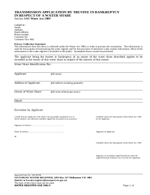 Transmission Application by Trustee in Bankruptcy