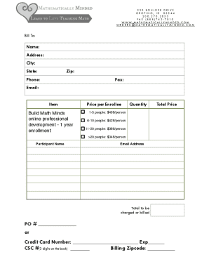 Mathematical Minds Enrollment Form