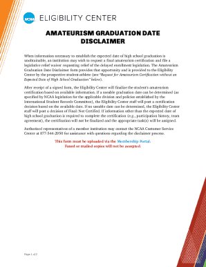 Amateurism Graduation Date Disclaimer