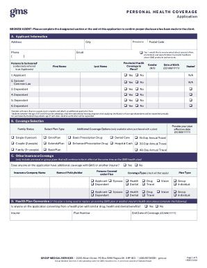 Personal Health Coverage Application