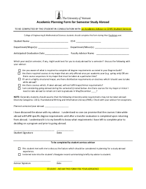 Academic Planning Form