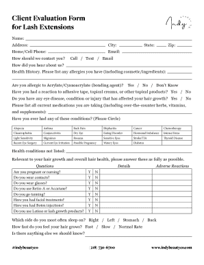 Client Evaluation Form
