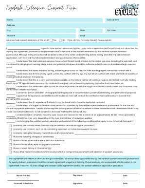 Eyelash Extension Consent Form